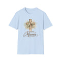 Blessed Mama wooden cross T-Shirt | floral cross mom tee
