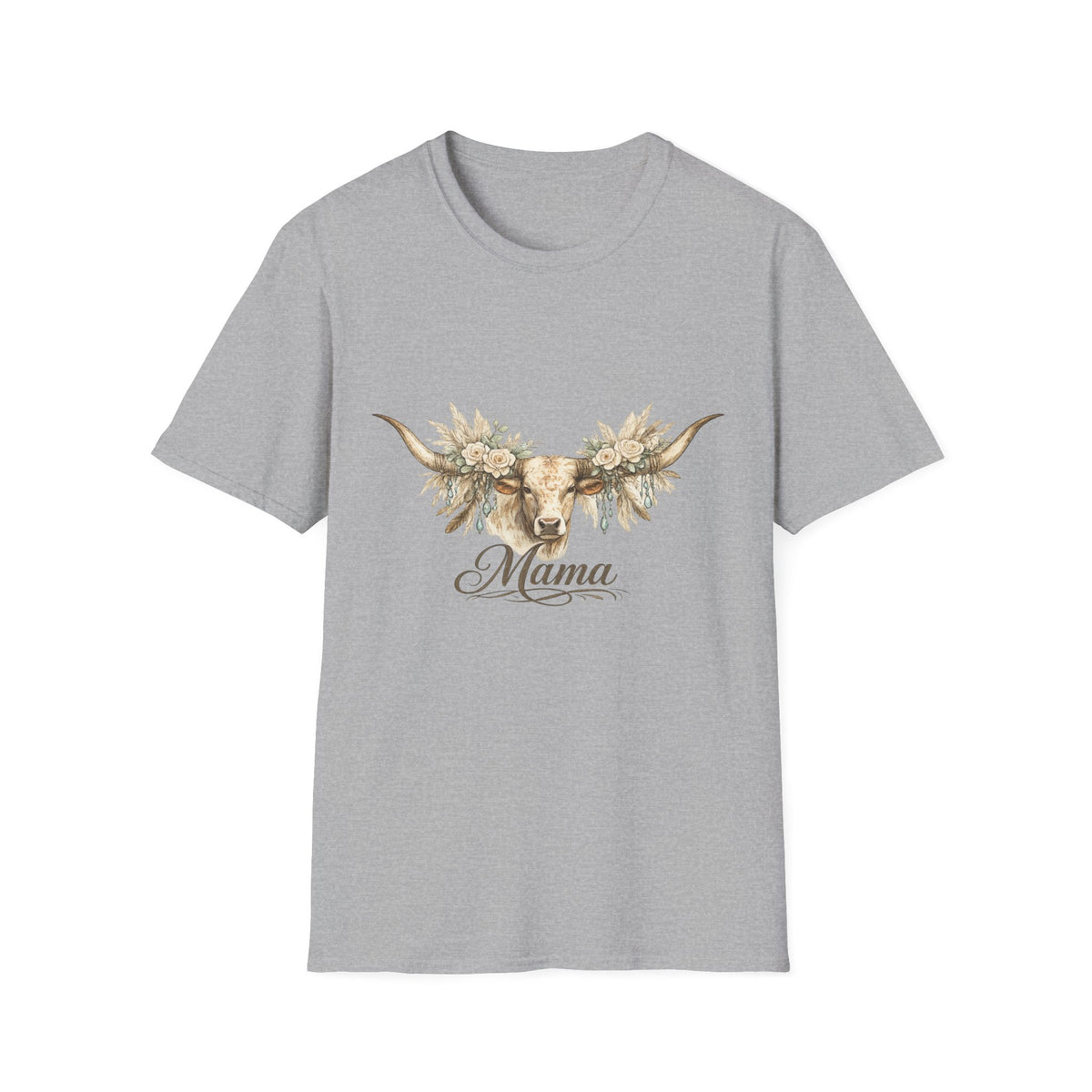 Floral Longhorn Mama T-Shirt | Cow Skull Boho Graphic Tee