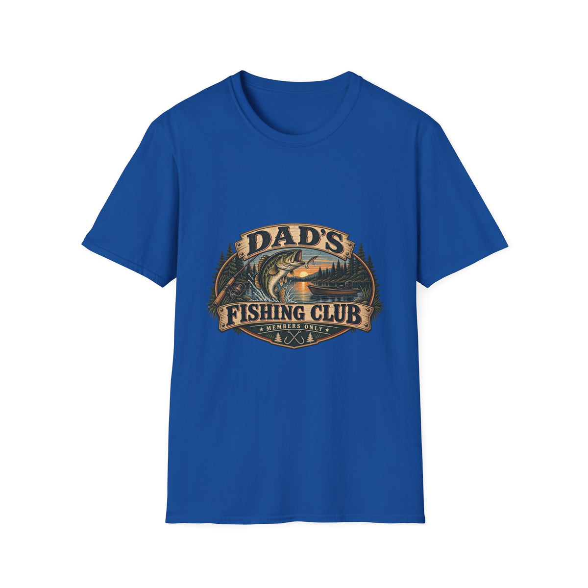 Dad's Fishing Club T-Shirt | Vintage Fish Sunset Outdoor Angler Design