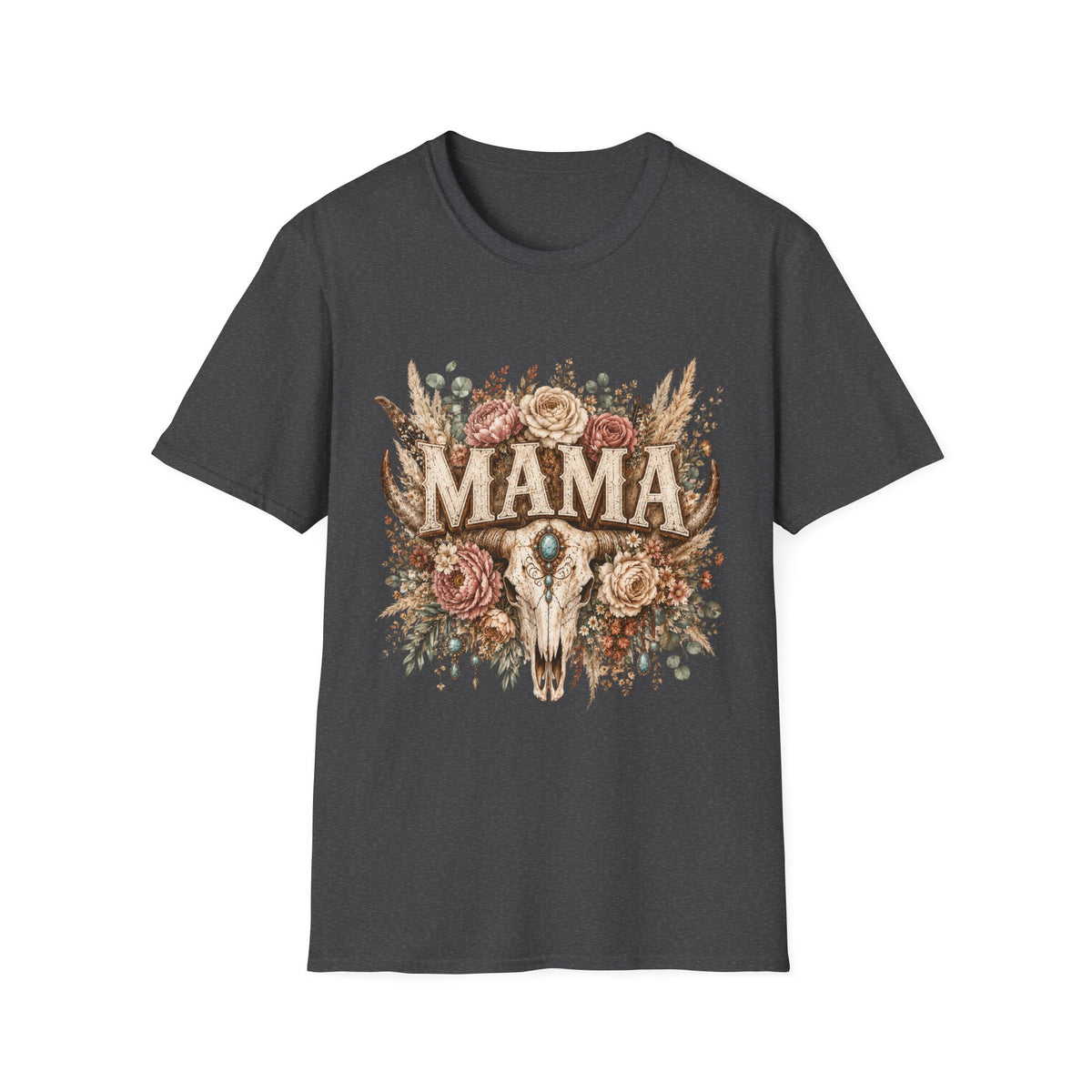 Mama floral cow skull T-Shirt | Boho country mom tee