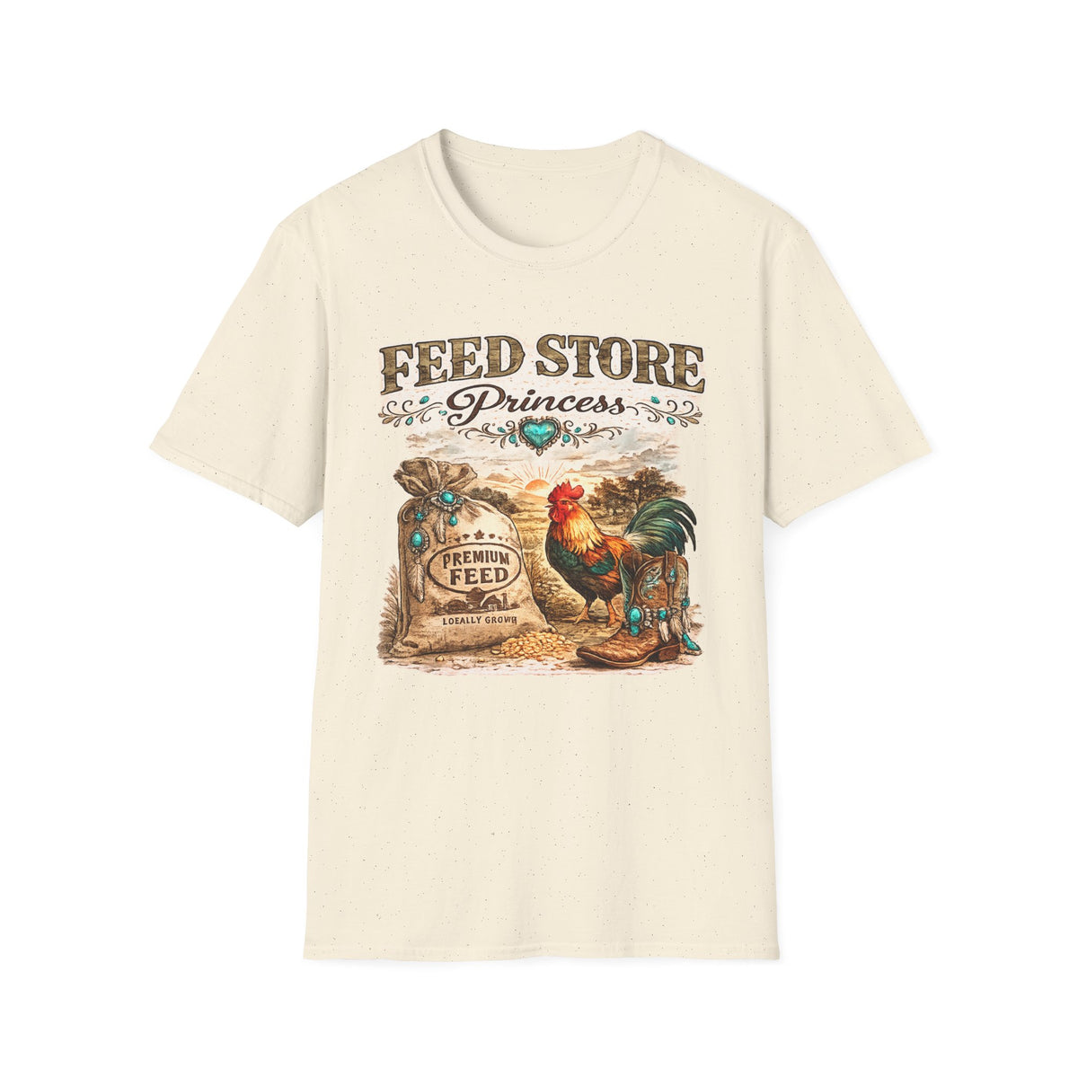 Feed Store Princess T-Shirt | Rooster Chicken Farm Vintage Sign