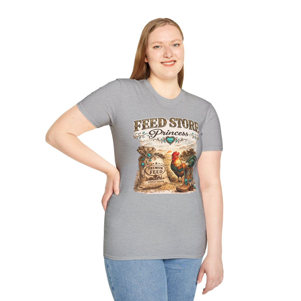 Feed Store Princess T-Shirt | Rooster Chicken Farm Vintage Sign