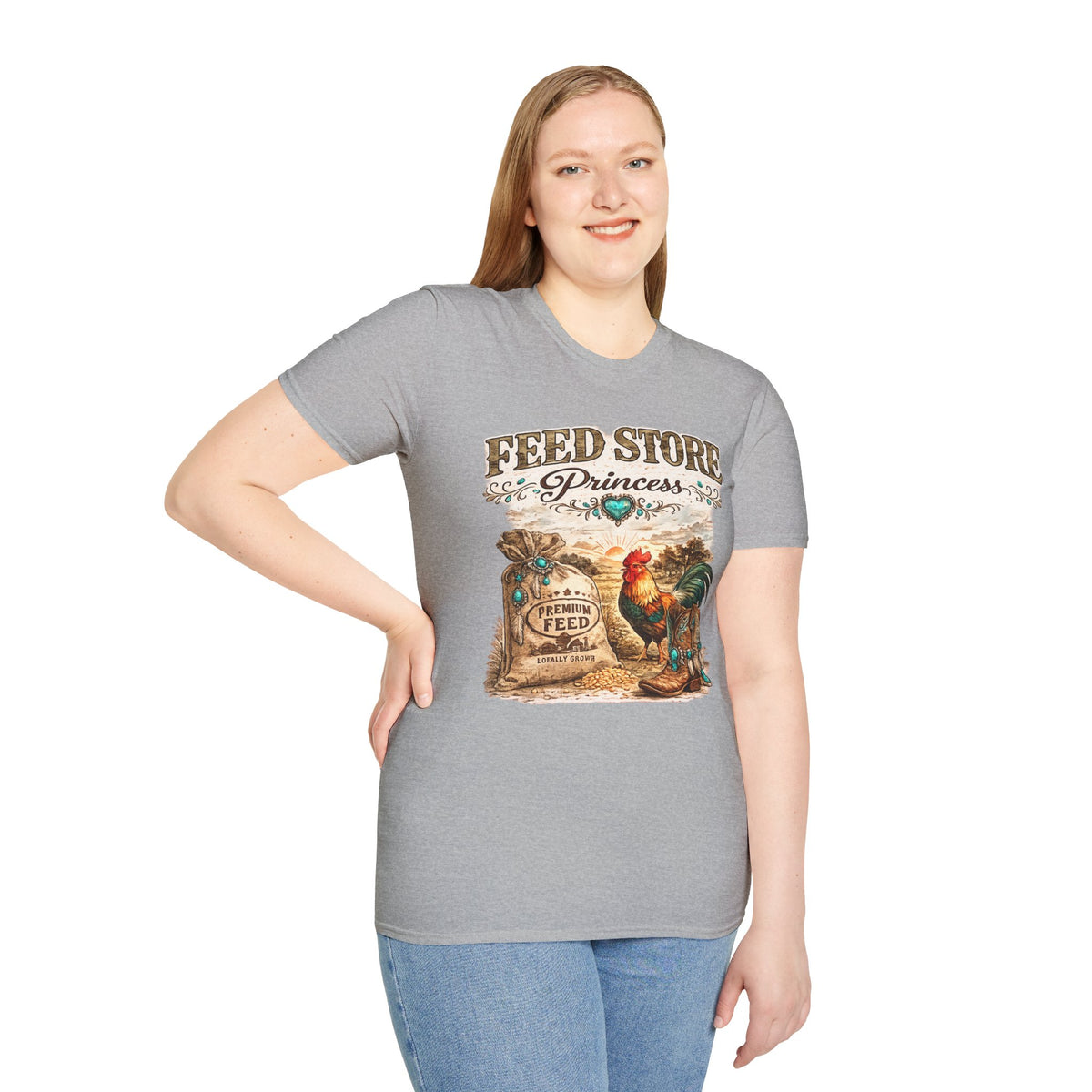 Feed Store Princess T-Shirt | Rooster Chicken Farm Vintage Sign