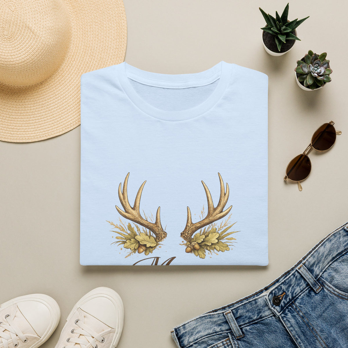 Antler Floral Mama T-Shirt | Deer Antlers with Flowers