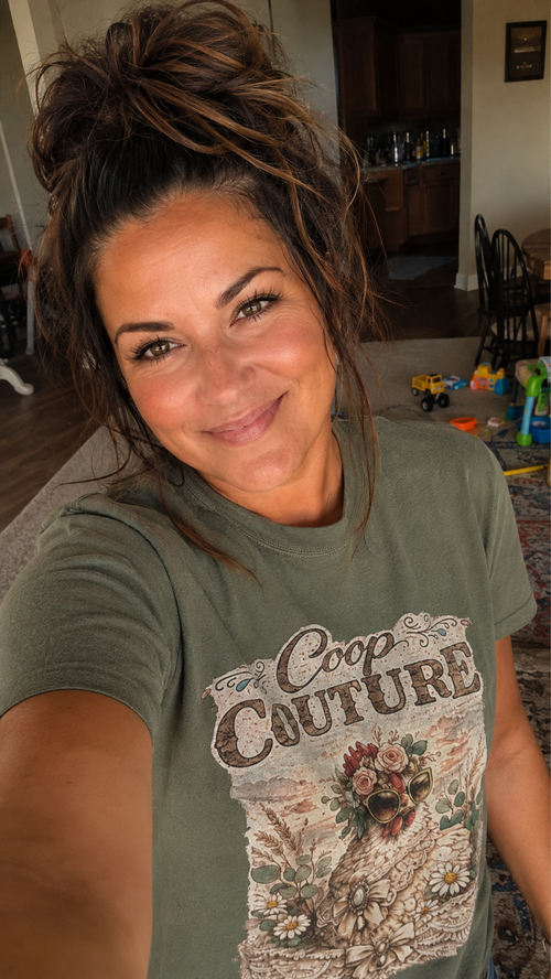Coop Couture Chicken Floral Graphic T-Shirt | Farmhouse Vintage Style