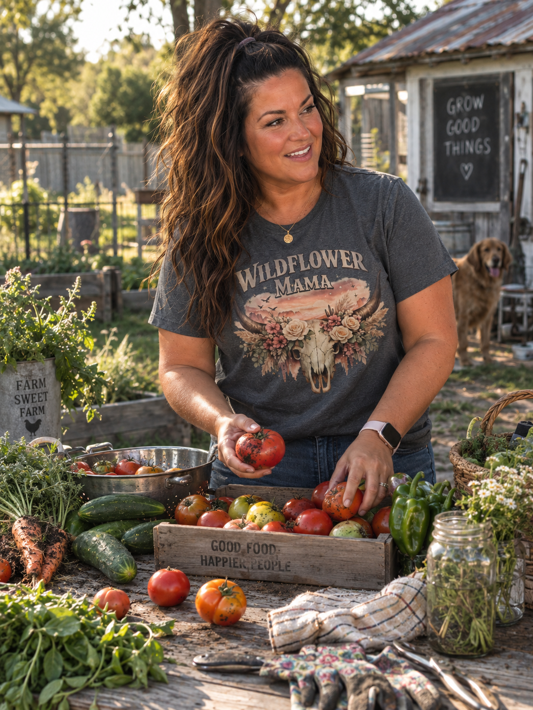 Wildflower Mama T-Shirt | Floral Cow Skull Design